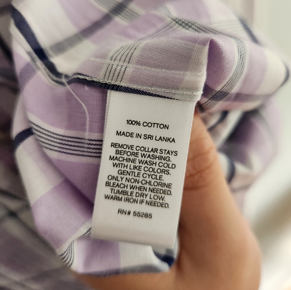 NWT! Express fitted lavender plaid button-up shirt, men's M (15-15.5) - Picture 4 of 5